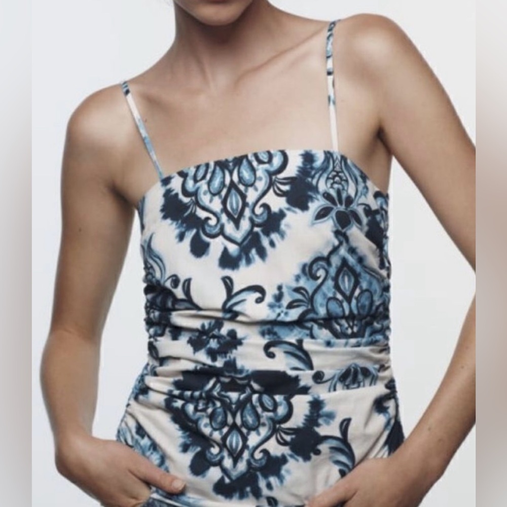 Zara blue paisley print top